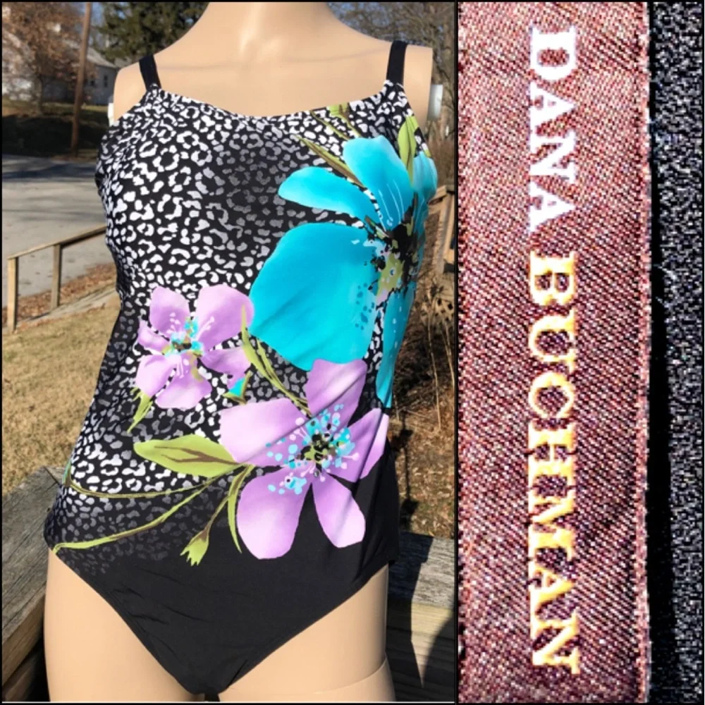 - Dana Buchman Sz 14 Leopard/Floral Print Maillot! LIKE NEW!